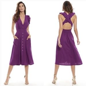 Happy x Nature Linen Blend V-neck Ruffles Dress